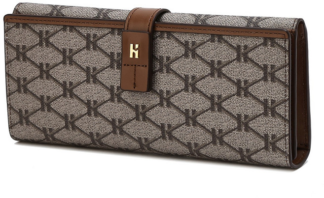 [정품]헤지스 [26SS][헤리아토] 브라운 시그니처 패턴 가죽 여성 장지갑 {무료선물포장+쇼핑백동봉}