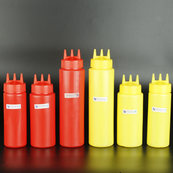 컬러 세줄 소스병 6종 플라스틱 양념병 소스병 소스통, 대 6.7x24.6(cm), 노란색