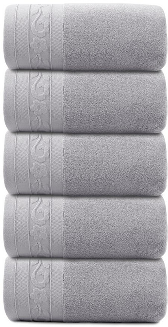 록신 명품 호텔수건 코마사 부드러운 고퀄리티 수건 540GSM 40수 5종세트, 5개, 라이트그레이