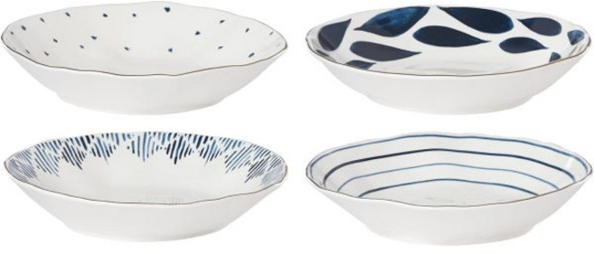 Lenox Blue Bay 4피스 찻잔 & 받침 세트 2.09 화이트, Pasta Bowls, Set of 4, 1개