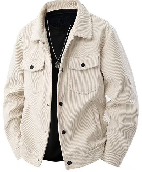 면 재킷 남성 빈티지룩 캐주얼 카고 코트 가을 패션 코듀로이 칼라 톱