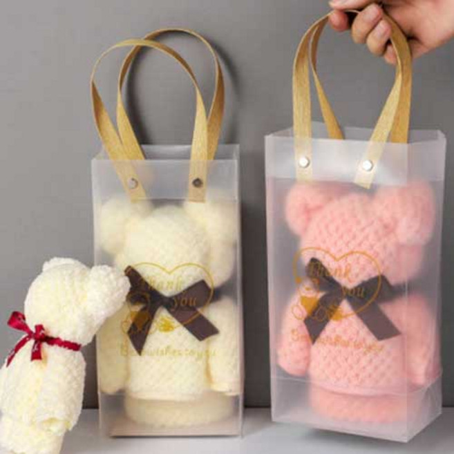 답례품 기념품 곰돌이모양 베어 타월 미니수건 (소) 불투명포장, 1개