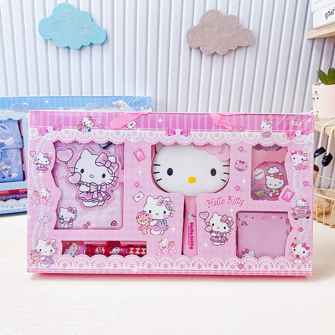산리오 문구세트 다이어리 꾸미기 거울 빗 신학기 노트 문구, 1세트, 헬로키티