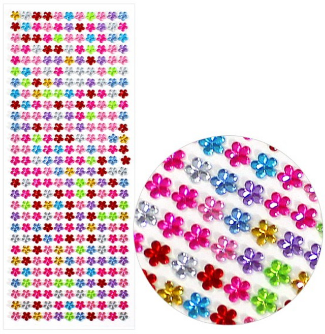 큐빅 비즈 스티커 꽃, 10개