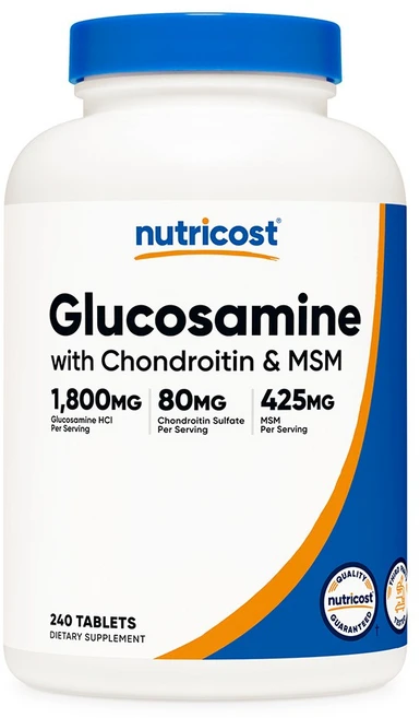 뉴트리코스트 글루코사민 1800mg + 콘드로이틴 80mg & MSM 425mg 240태블릿 1병, 1개, 240정 - 쿠팡
