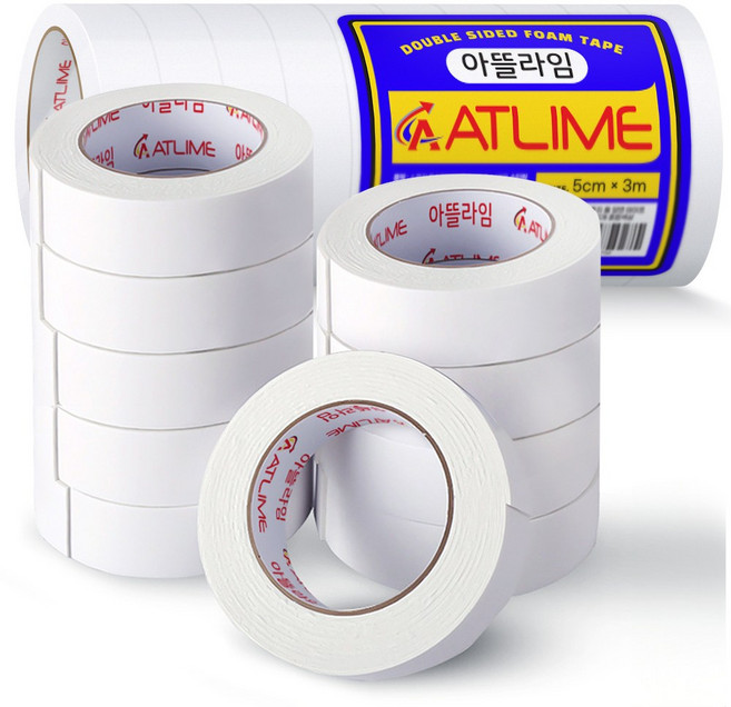 아뜰라임 다용도 스폰지 초강력 접착 폼 양면 테이프 5cm x 3m, 혼합색상, 10개
