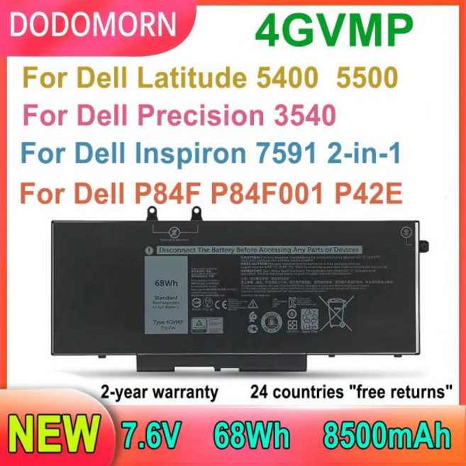 Dell Latitude 5400 5500 Precision 3540 Inspiron 7590 7591 7791 2-in-1 P84F P42E P98G001용 노트북 배터리 고품질