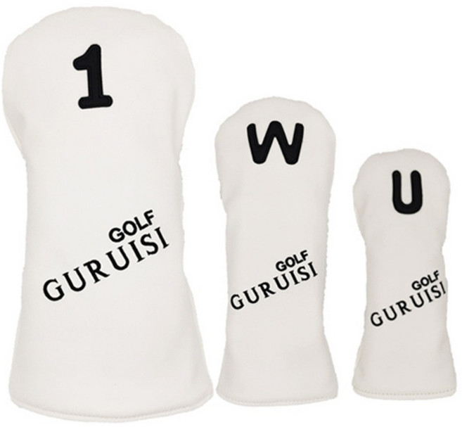 골프헤드커버 모던일러스트 GOLF GURUISI 드라이버1개 우드1개 유틸1개 3개 1세트, 화이트 3종, 1개