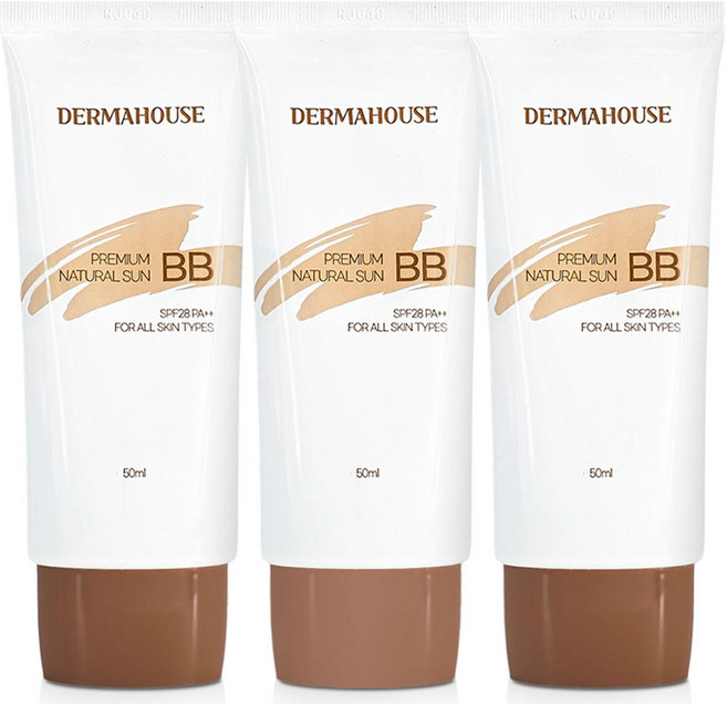 더마하우스 내츄럴 썬 비비크림 -커버력좋은비비 잡티커버 피부톤보정, 50ml, 3개