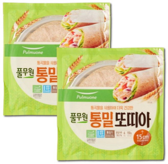 풀무원 통밀 또띠아 15cm 6개입 150g 아이스박스 포장, 2개