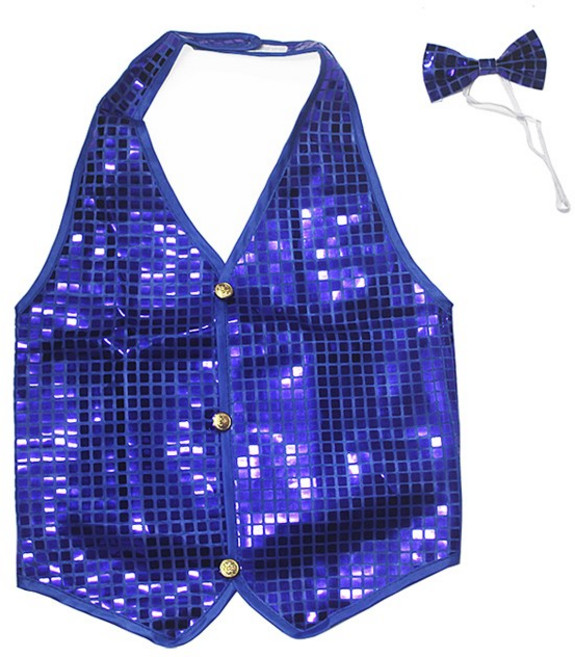 파티로 반짝이조끼 스팽글 아동 성인 트로트 무대 조끼