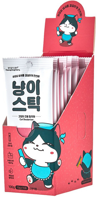 고양이 모래 화장실 냄새 제거 탈취제 냥이스틱 10달분, 1세트, 100g