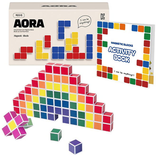아오라 자석블럭 영유아 아기 어린이 블럭 40mm, 네모 32pcs, 1개