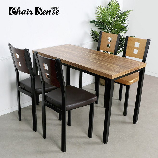 체어센스 600x1200 테이블 두각 의자 4인용 세트 카페 식당 식탁 업소용 가정용 인테리어 의자, 대리석화이트, 오크 4개