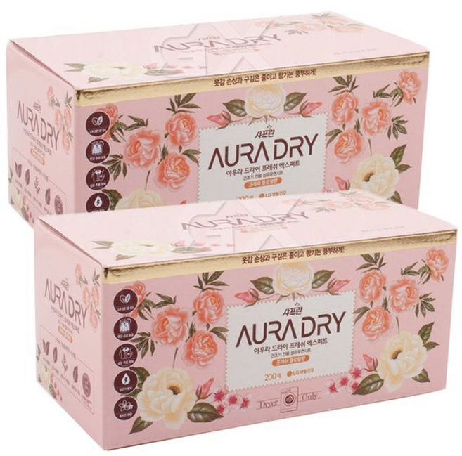 샤프란 아우라 건조기시트 드라이시트 프레쉬 플로럴향 g, 200매