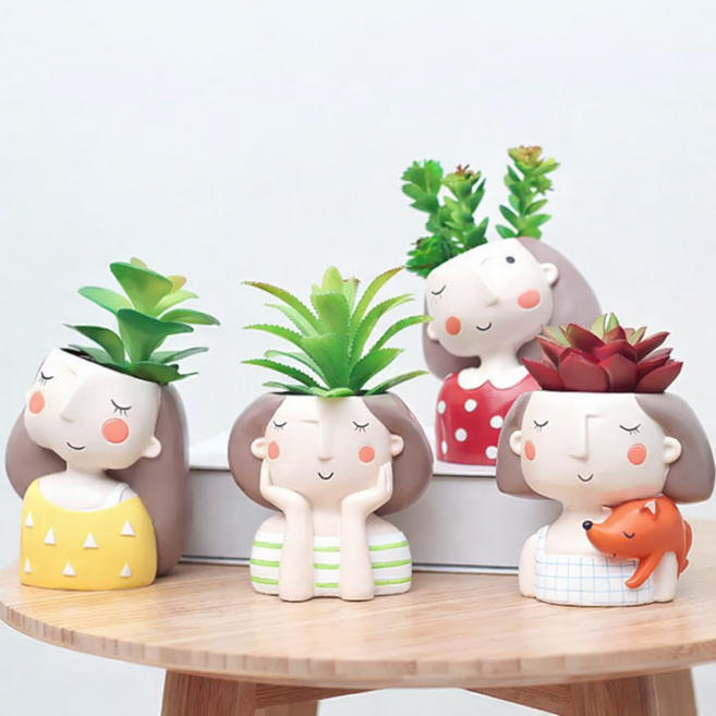 미니 다육이 화분 인테리어 테이블 장식 대형 식물 화분, 1개, 4종