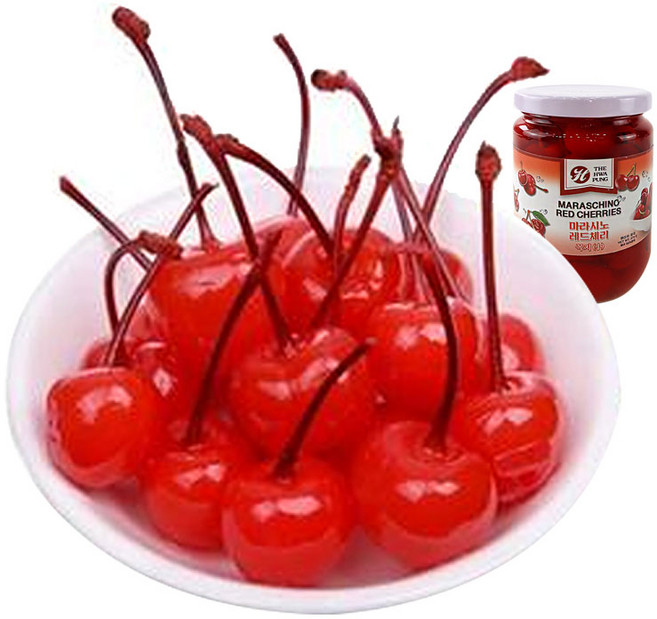 (배터짐)차이나 TopTHP 마라시노 홍체리 꼭지있음 레드체리 과일 통조림, 375g, 1개