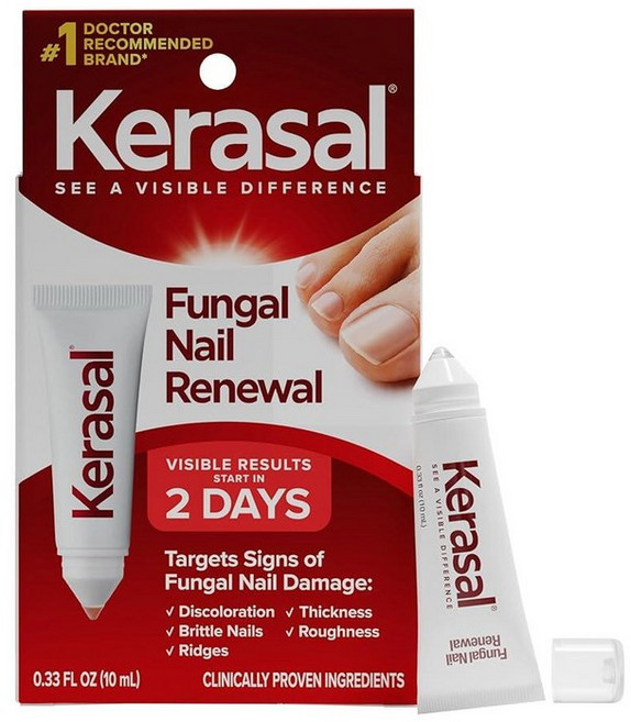 Kerasal 곰팡이 손톱 재생 트리트먼트 10ml 손톱 곰팡이로 손상되거나 변색된 손톱을 건강하게 복원 (포장이 달라질 수 있음), Nail Renewal, 0.33 Fl Oz (Pack of 1)