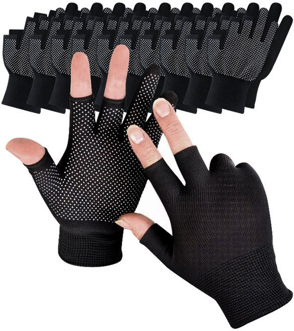 티렉스 작업용 3컷 도트장갑 세컷 점박이장갑 코팅장갑 낚시 엠보싱장갑 10켤레, 10개, 블랙