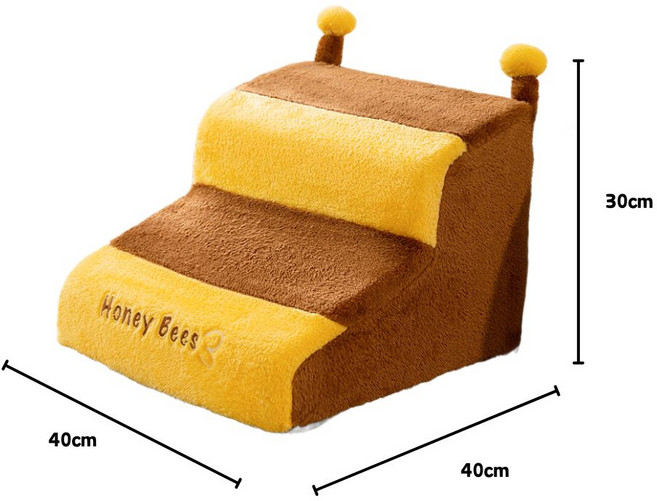 Honey Bees 寵物階梯 蜜蜂造型 小型犬老犬適用 防滑舒適, 二階, 1個