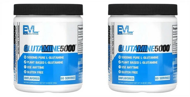 EVLution Nutrition 글루타민5000 무맛 5000mg 300g(10.58oz), 2개, 299g - 쿠팡