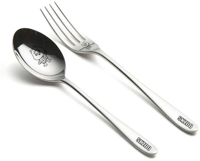 SKZOO 식기류 스테인리스 스틸 포크 가정용 식사용 라운드 디저트 미러 글로스 304, 01 spoon 1pc, 04 bear