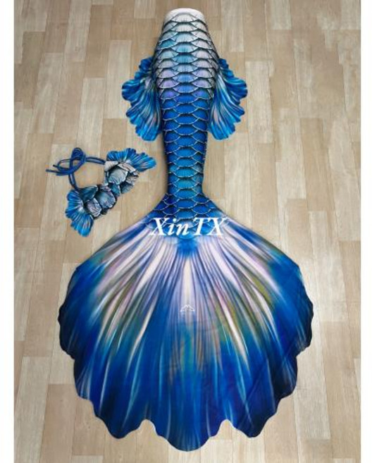 인어공주 수영복 여성 인어꼬리 비키니 머메이드 세트 물놀이 코스프레 인어 꼬리 성인용 수영 가능 모노핀 추가 다이빙 모델 촬영 연기 코스, XL, 80)No Monofin