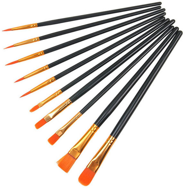 생활의지혜 미술 수채화 붓 혼합 10종 세트, 1세트, 블랙