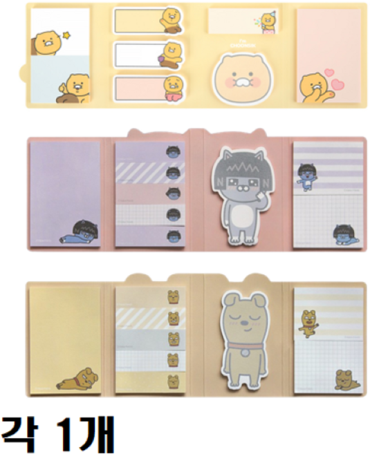 카카오프렌즈 4단 점착메모지 춘식이/네오/프로도 각1개