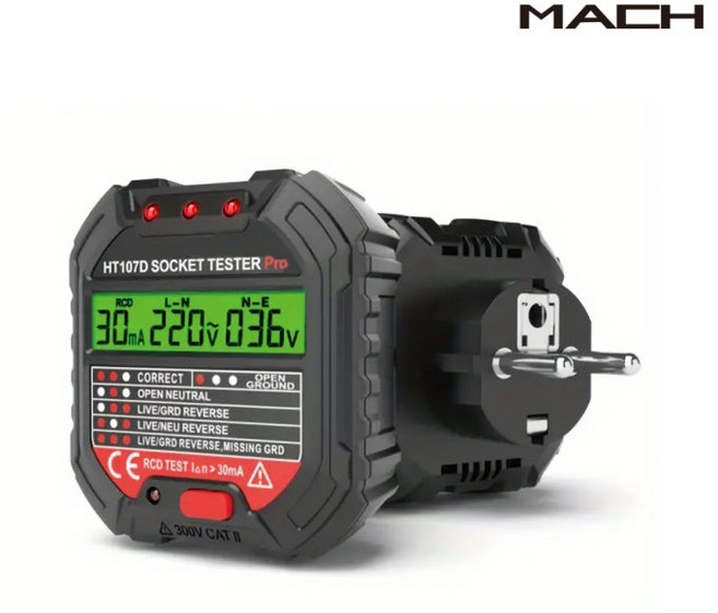 MACH 콘센트 안전점검 코드만 꽂으면 점검 끝 전기 위험 미리 잡아주는 소켓 테스터기 전기 콘센트 불량 바로 확인 인테리어공사 입주전후 배선 체크 가전 스파크 증상 체크기, 1개