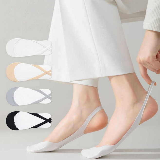 다이나토리 여성 덧신 쿠션 끈 페이크삭스 4켤레