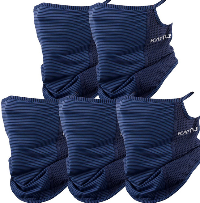 KATTUS 쿨넥워머 5pcs 귀걸이타입 파크골프 스포츠 마스크, 네이비 5pcs, 1개