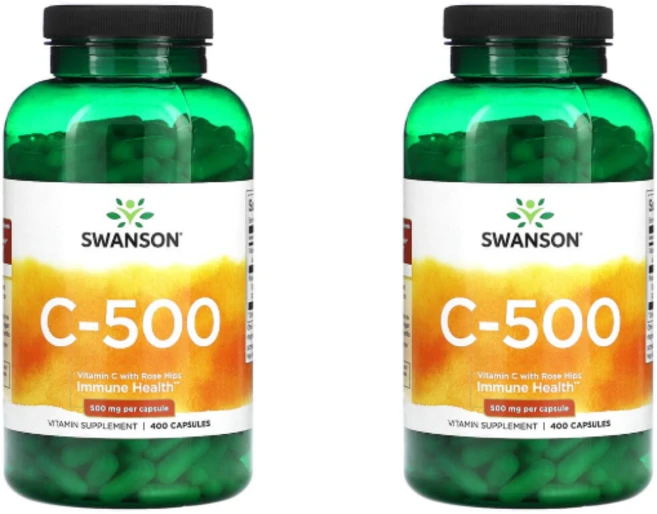 Swanson 스완슨 C500 로즈힙 함유 비타민C 캡슐 400정 - 쿠팡