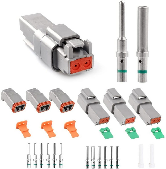 JRready ST6112 DT 2핀 방수 전선 연결 커넥터 3세트 DT04-2P DT06-2S 전기 14-20AWG 솔리드 콘택 및 실링 플러그 포함 Deutsch 커넥터 터미널, 1개