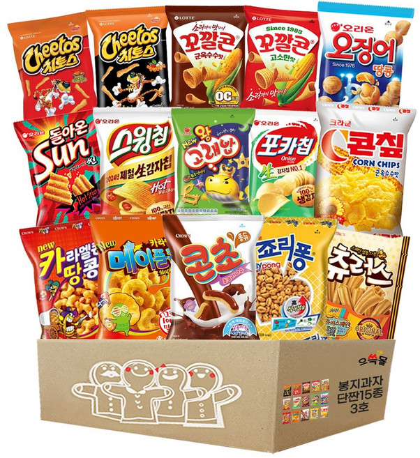 봉지과자 단짠세트 3호, 1박스, 15종