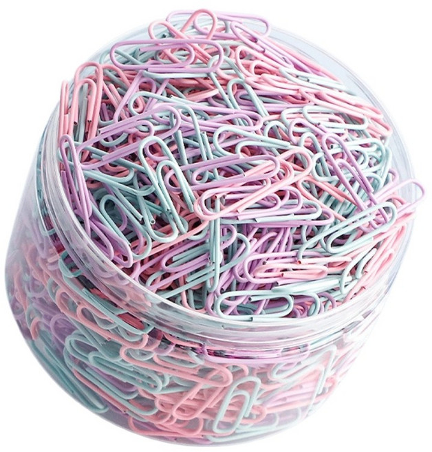 마카롱 컬러 클립 작은 사이즈의 클립(29mm) 감성컬러 스틸 클립 세트로 사무실 학교 문서정리 및 일상용(박스당 500PCS), 1세트, 500개입