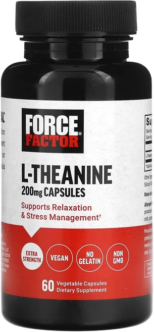 Force Factor l-테아닌 고강도 200mg 베지 캡슐 60정, ForceFactorl테아닌고강도200mg베지캡슐60정, 1개 - 쿠팡