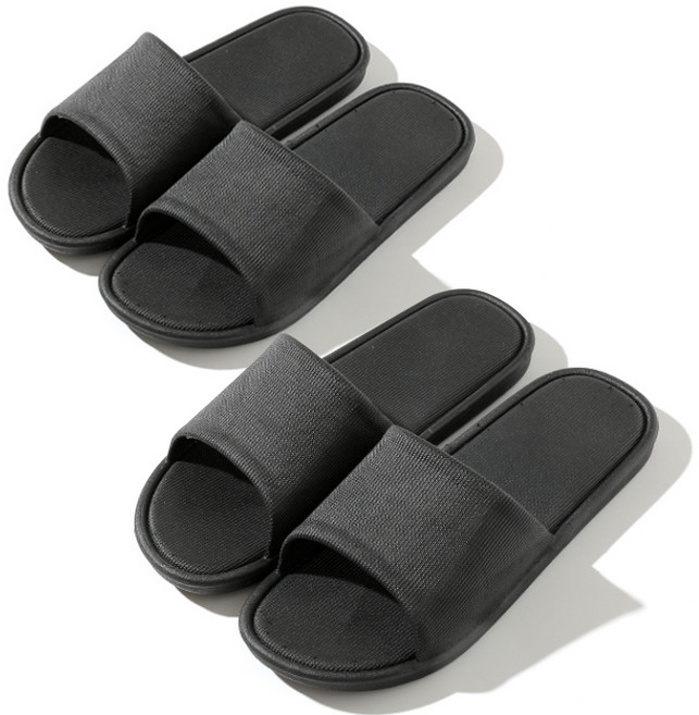 1+1 미끄럼방지 슬리퍼 방수 호텔 남자 여자 커플 욕실슬리퍼, 1개, 블랙
