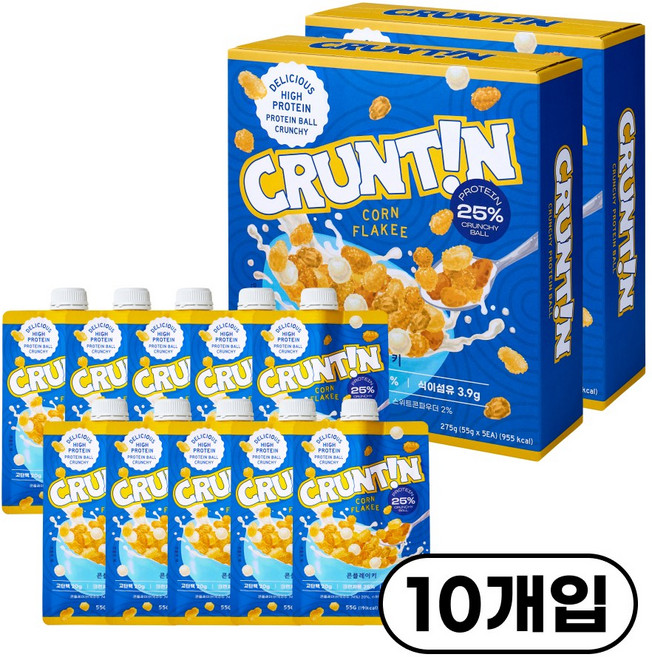 [본사공식몰] 크런틴 크런치볼 단백질쉐이크 콘플레이키 당 0g대, 2박스, 275g