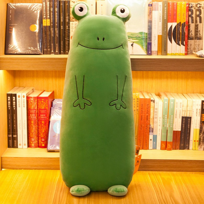 인형 동글눈 개구리 길쭉바디 유쾌표정 포근안김 침대휴식 베개, 그린 말차 개구리 쿠션