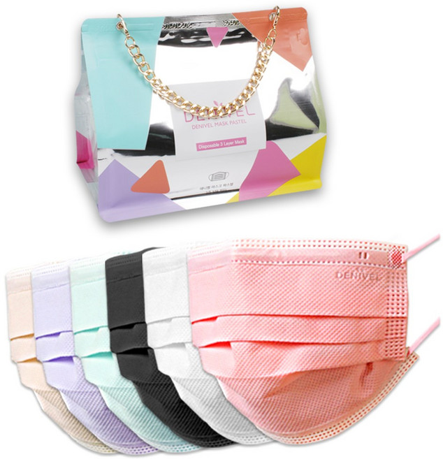 데니벨마스크 파스텔 6컬러 혼합 국산 MB필터, 30매입, 1개, 혼합색상