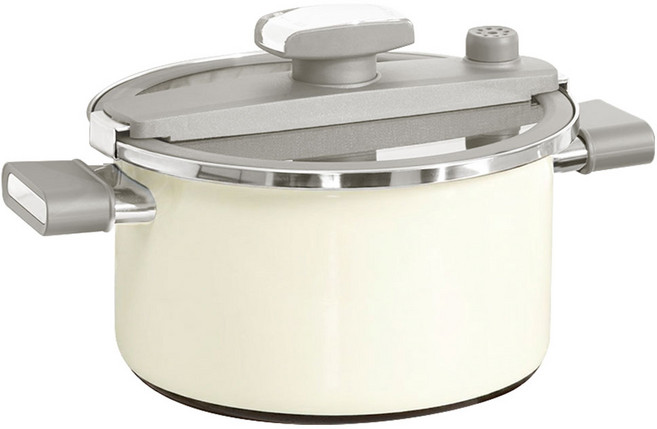 파르셀 IH 저압냄비 법랑 에나멜코팅 스테인리스 인덕션 이중잠금 진공 찜기 압력솥 6L, 1개, 아이보리