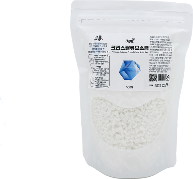 천잠 천일염 크리스탈 소금 500g 큐브솔트 간수뺀 요리 입욕제 고기 소스 만능소금 큐브, 1개