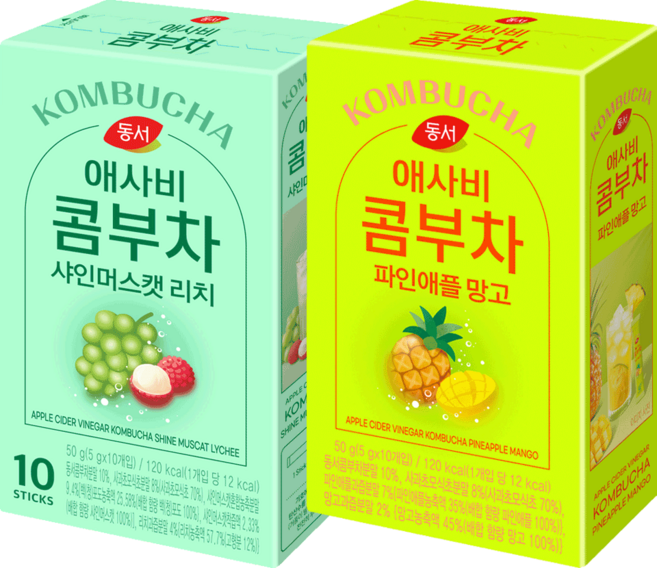동서 애사비 콤부차 샤인머스캣리치 10T+파인애플망고10T, 5g