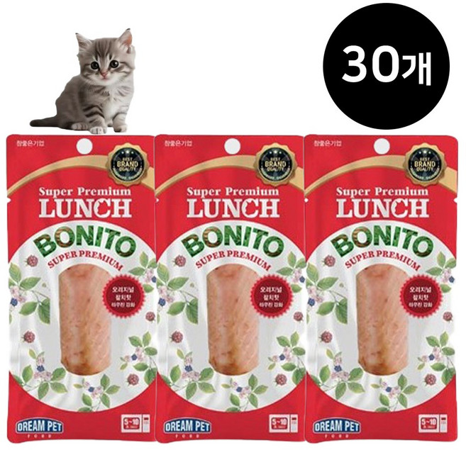 런치보니또 참치/치킨/가쓰오부시 고양이간식, 30개, 20g