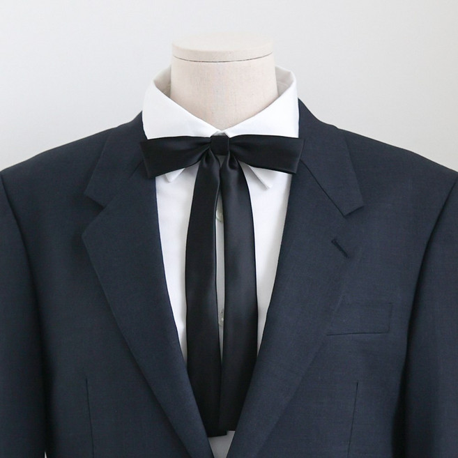 엘블랑꼬 자체제작 남성용 리본 보타이 블랙 웨딩 촬영 결혼식 신랑 넥타이 롱기장