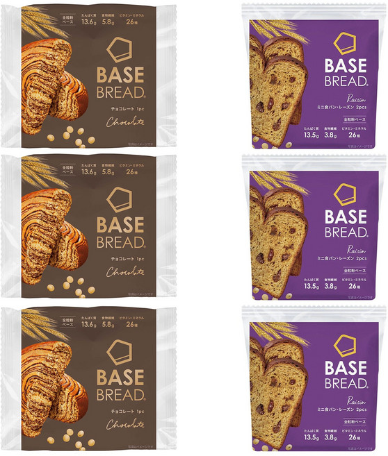베이스푸드 베이스 브레드 초콜릿 + 미니 식빵 & 건포도 2개입, 485g, 3세트