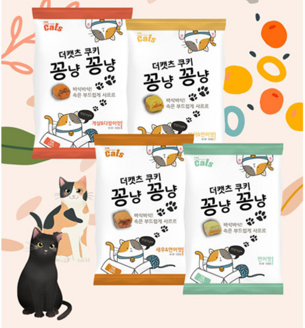 와와펫 더캣츠 쿠키 꽁냥꽁냥 4종류 고양이간식 비스켓, 100g, 1세트, 4가지맛