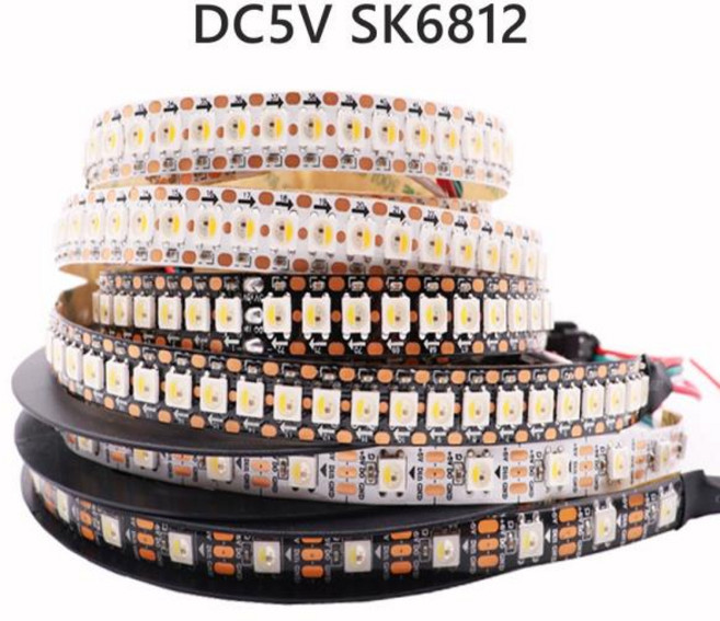 DC5V SK6812 RGBW(유사한 WS2812B) 4 In 1 30/60/144 Led/Pixels/m 개별 주소 지정이 가능한 Led 스트립 조, 02 Black PCB, 11 1m 60 IP65, 01 RGBCW