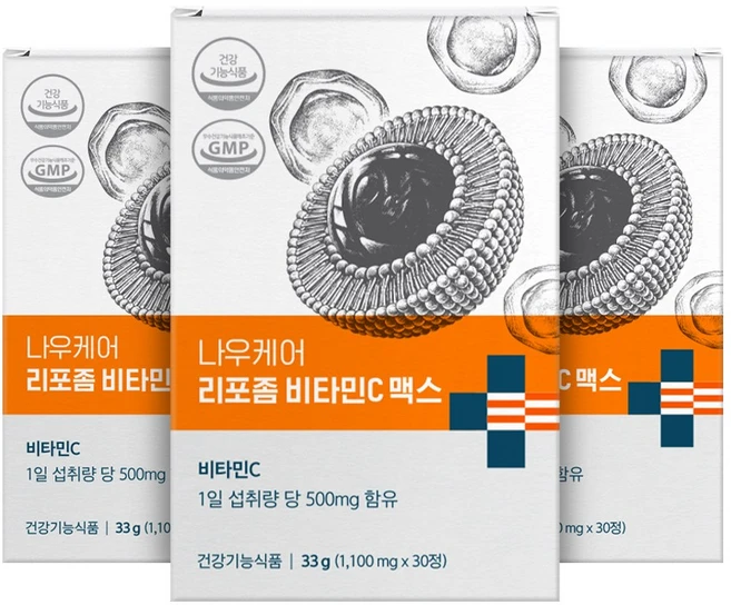 나우케어 리포좀 비타민C 맥스 프리미엄 원료 고함량 체내흡수율 UP, 3개, 30정 - 쿠팡
